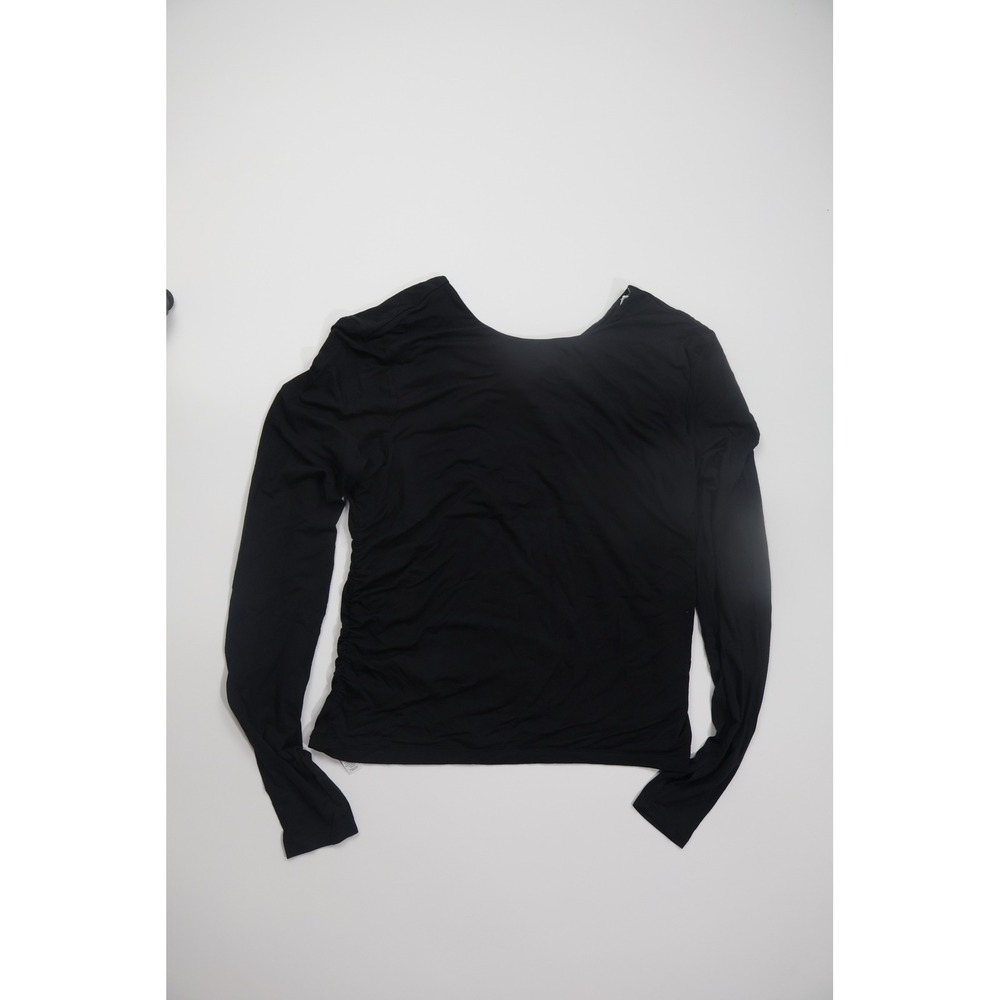 Blogilates Twisty Long Sleeve Top 2X Black Ruched Athleisure Yoga Activewear